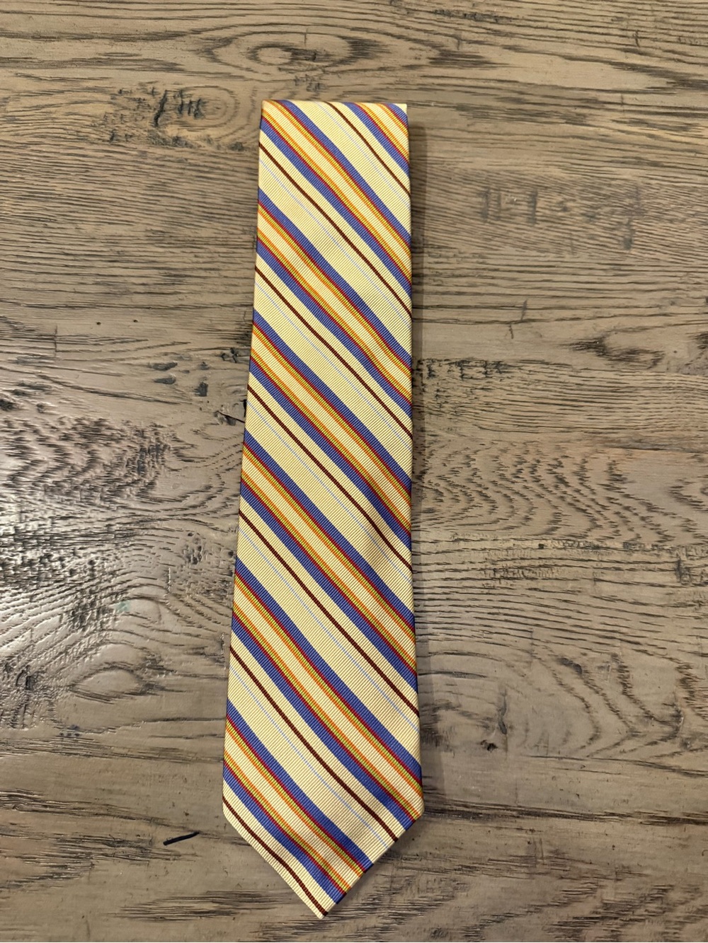 Robert Talbott Best of Class Yellow, Blue & Orange Diagonal Stripe Silk Tie